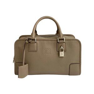 LOEWE Cream Leather Boston Bag